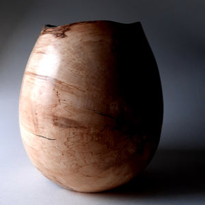 Spalted beech vase with copper inlays