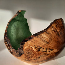 Load image into Gallery viewer, Alder bowl with a teal silver leaf
