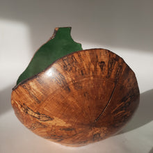 Load image into Gallery viewer, Alder bowl with a teal silver leaf
