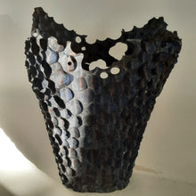 Load image into Gallery viewer, Tall textured blue vase
