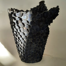 Load image into Gallery viewer, Tall textured blue vase
