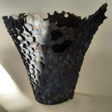 Load image into Gallery viewer, Tall textured blue vase
