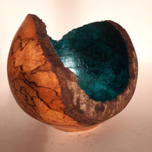 Load image into Gallery viewer, Alder bowl with blue marbled Japanese silver leaf
