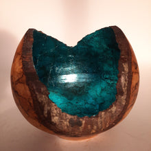 Load image into Gallery viewer, Alder bowl with blue marbled Japanese silver leaf
