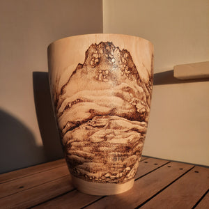 Monkey puzzle vase with Connemara landscape